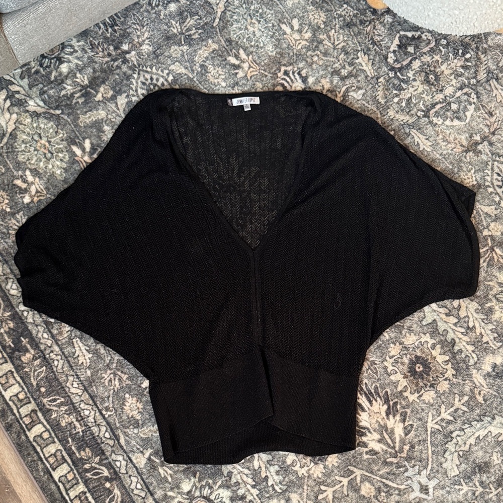 Jennifer Lopez Black V-Neck Batwing Sweater